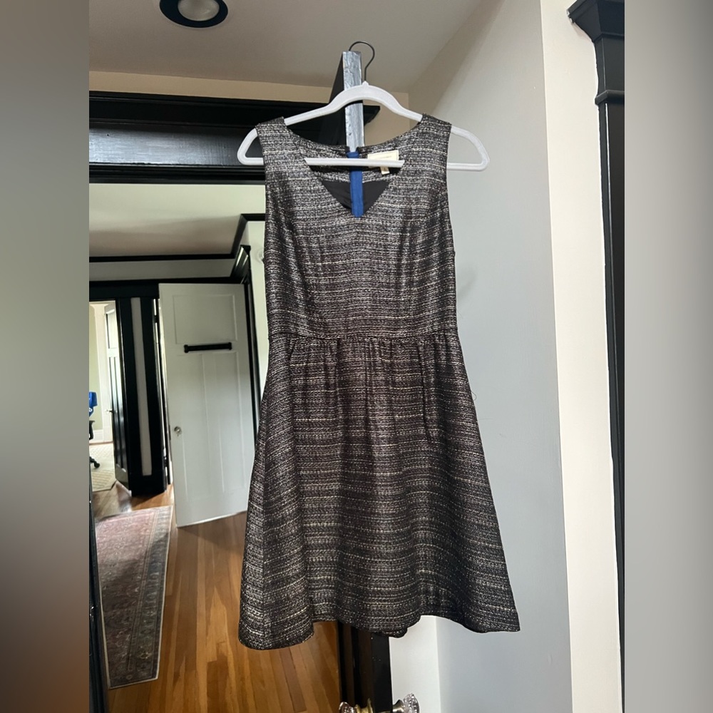 Moulinette Soeurs Anthropologie Shimmering Brown Tweed Dress, Size 6